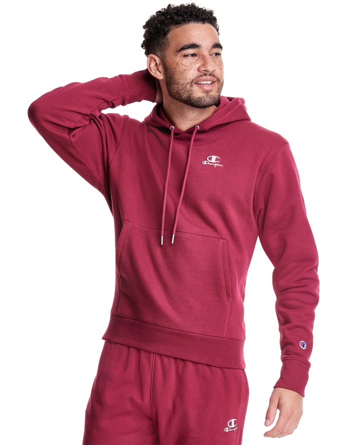 Champion Classic Fleece Embroidered Applique Logo - Miesten TummanPunainen Huppari - Suomi 4279108-O